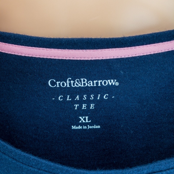 Croft & Barrow Short Sleeve Classic Tee Womens Size XL Navy Stripes EUC - Picture 7 of 10